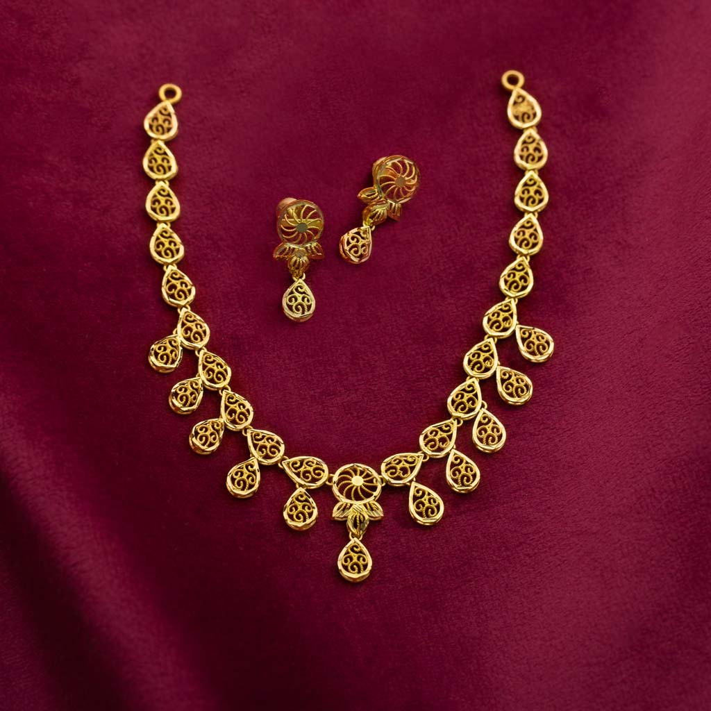22k Plain Gold Necklace Set JMC-2201-05420